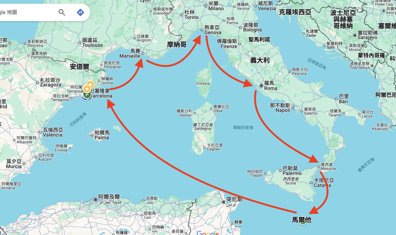 地中海郵輪旅行照片